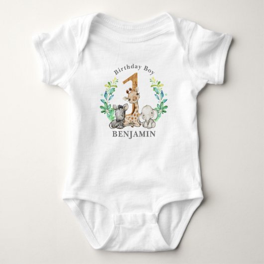 Safari 1st Birthday Baby Bodysuit (Voorkant)