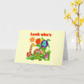 Safari 4e verjaardag Tshirts en geschenken Kaart (Gele Bloem)