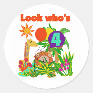 Safari 4e verjaardag Tshirts en geschenken Ronde Sticker