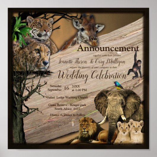 Safari aankondiging buitenbruiloft poster (Voorkant)
