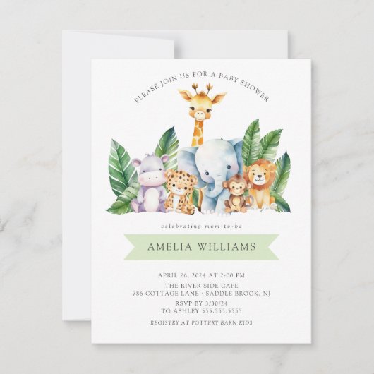 Safari Adventure Baby shower Uitnodiging (Voorkant)