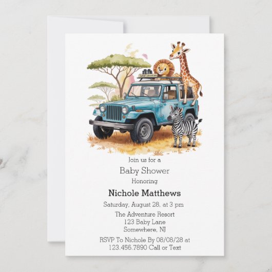 Safari Adventure Boy Baby shower Kaart (Voorkant)