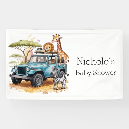 Safari Adventure Boy Baby shower Spandoek (Horizontaal)