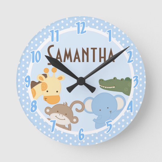 Safari Adventure Oerwoud Zoo Personalized Clock Ronde Klok (Voorkant)