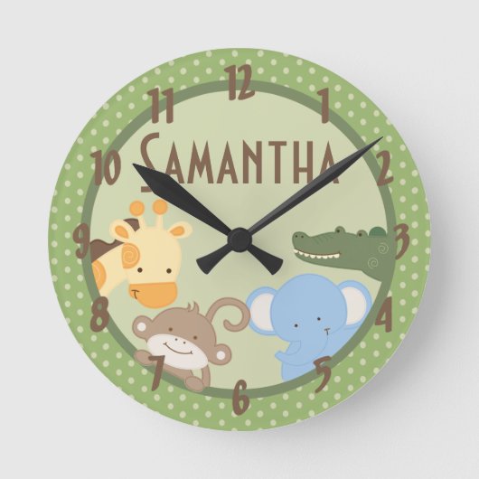 Safari Adventure Oerwoud Zoo Personalized Clock Ronde Klok (Voorkant)