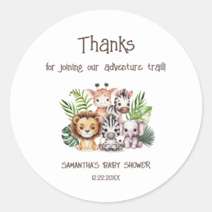 Safari Adventure Trail Mix Baby shower Sticker
