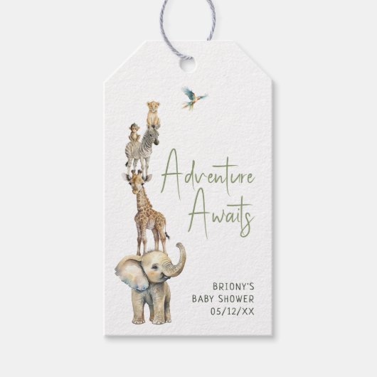Safari Adventure wacht op Baby shower Bedankt Cadeaulabel (Voorkant)