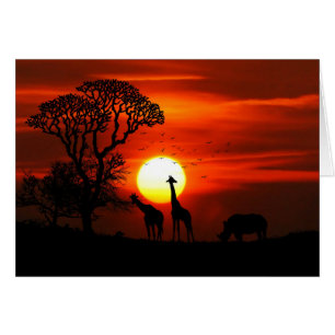 Safari Africain Sunset Animal Silhouettes