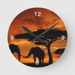 Safari African Baobab tree elephant silhouette Ronde Klok