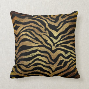 Safari African Gold Glam Animal Skin Black Kussen