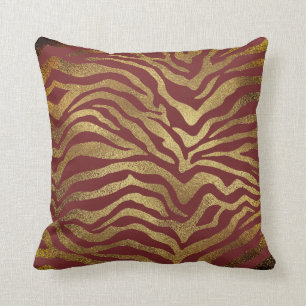 Safari African Gold Glam Animal Skin Burgund Kussen