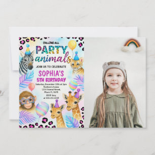 Safari Animal Anniversaire Fête Invitation