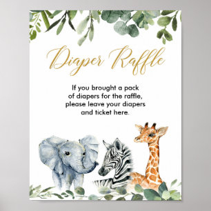 Safari animal baby shower diaper-rolbord poster