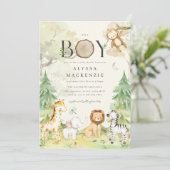 Safari Animal Baby Shower Invitation (Debout devant)