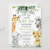 Safari Animal Baby shower Invitation Verdure (Devant)