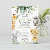 Safari Animal Baby shower Invitation Verdure (Debout devant)