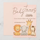 Safari Animal Baby shower ou Invitation d'annivers (Devant / Derrière)