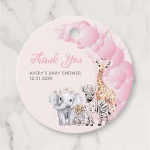 Safari Animal Blush Roze Boho Baby Meisje Douche Bedankjes Labels