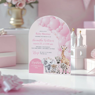 Safari Animal Blush Roze Boho Baby Meisje Douche Kaart