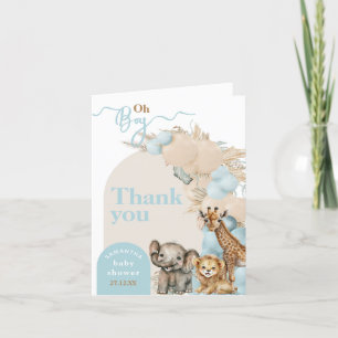 Safari animal Boho Oh Boy Baby shower Bedankkaart
