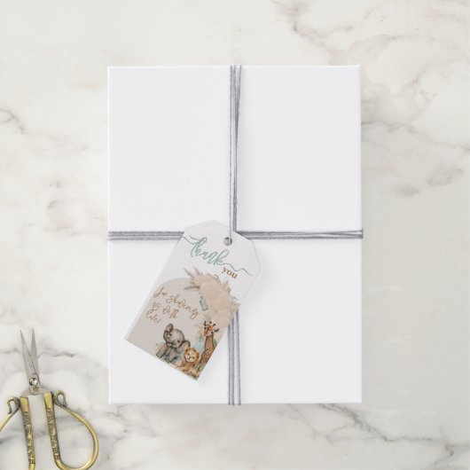 Safari animal Boho Oh Boy Baby shower Cadeaulabel (Met Touw)