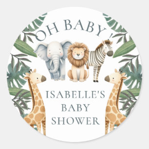 Safari Animal Custom Baby shower Ronde Sticker