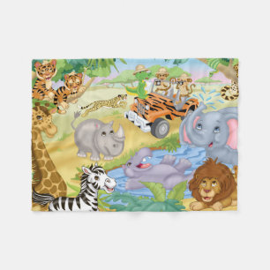 Safari Animal Flannel Blanket Fleece Deken