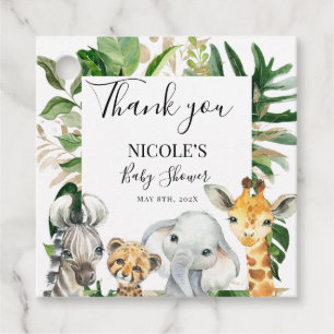 Safari Animal Foliage Baby shower Favor Tags Bedankjes Labels