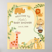 Safari Animal Friends Baby shower Affiche de bienv (Devant)