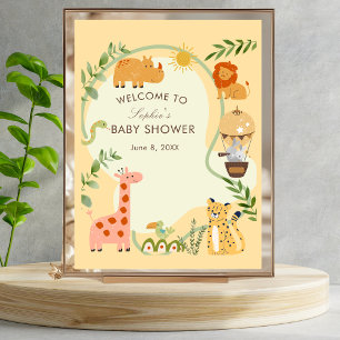 Safari Animal Friends Baby shower Welkomstbord Poster