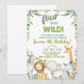 Safari animal garçon invitation de 4ème anniversai (Devant / Derrière)