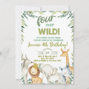 Safari animal garçon invitation de 4ème anniversai