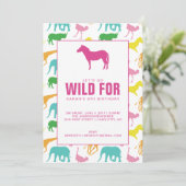 Safari Animal Girl Anniversaire Fête Invitation (Debout devant)