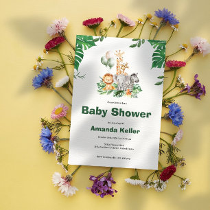 Safari Animal Leaf Schattige Baby shower Kaart