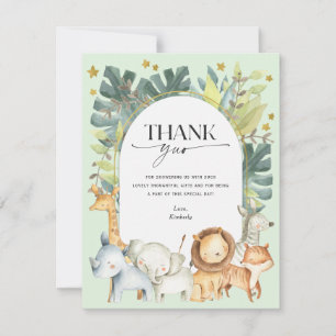 Safari animal mint modern baby shower bedankkaart