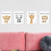 Safari Animal Nursery Wall Art Set Afdrukset (Woonkamer)