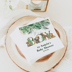 Safari Animal Oerwoud Green & Gold boy Baby shower Servet