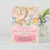 Safari animal sauvage fille invitation de 2ème ann (Debout devant)