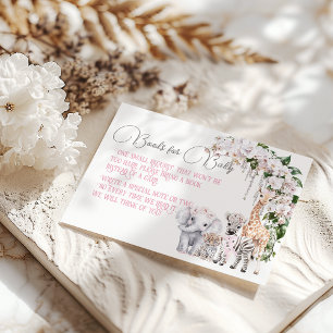 Safari Animal Tropical Flower Books Baby shower Informatiekaartje
