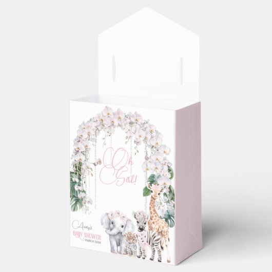 Safari Animal Tropical Flower Pink Baby shower Bedankdoosjes (Geopend)