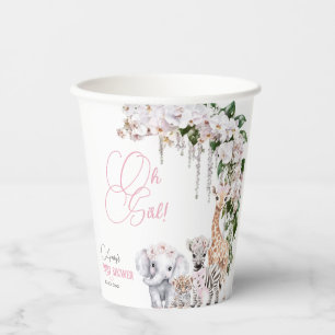 Safari Animal Tropical Flower Pink Baby shower Papieren Bekers