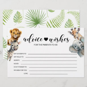Safari Animal Wild Eén baby shower advies wenst Briefpapier