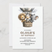 Safari Animals 1st Birthday Party Invitation (Devant)
