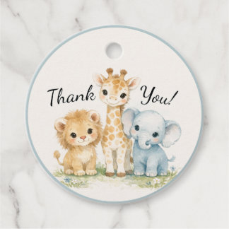 Safari Animals Baby Boy Elephant Lion Giraffe Bedankjes Labels