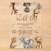 Safari Animals Baby shower Acryl Uitnodigingen (Voorkant)
