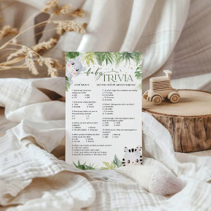 Safari Animals Baby shower Baby Trivia Game Kaart