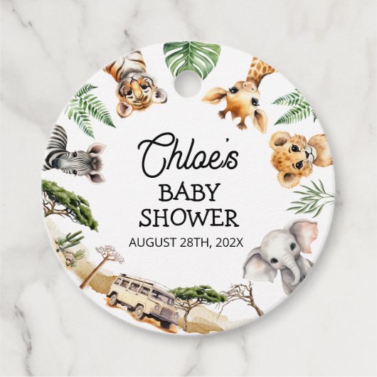Safari Animals Baby shower Bedankjes Labels (Voorkant)