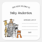 Safari Animals Baby shower Bookplate sticker (Voorkant)