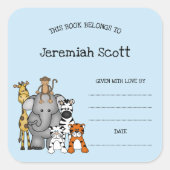 Safari Animals Baby shower Bookplate sticker (Voorkant)
