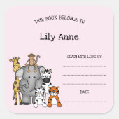 Safari Animals Baby shower Bookplate sticker (Voorkant)